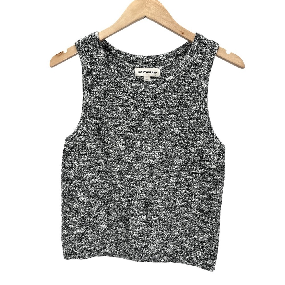 NWT Lucky Brand Textured Knit Cotton Sleeveless Transitional Sweater Tank Swank
